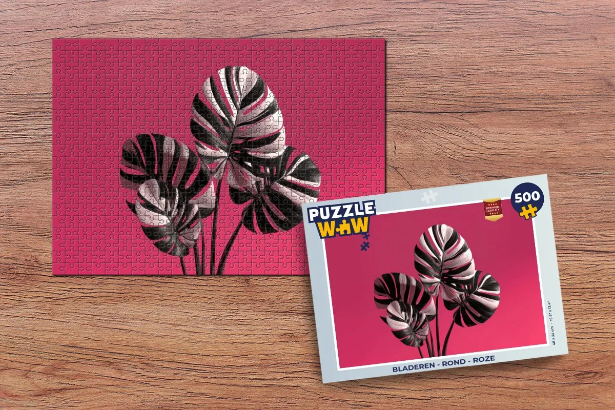 PuzzleWow Bladeren Rond Legpuzzel 500 Stuks - Roze