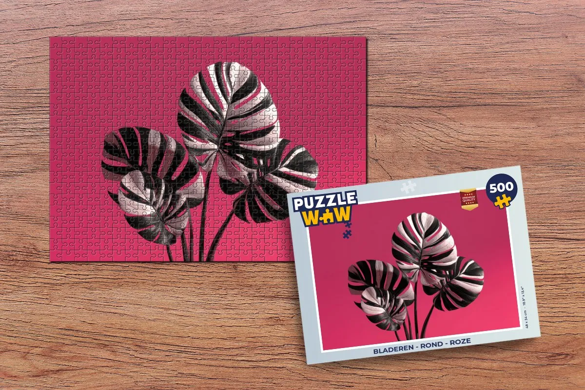PuzzleWow Bladeren Rond Legpuzzel 500 Stuks - Roze