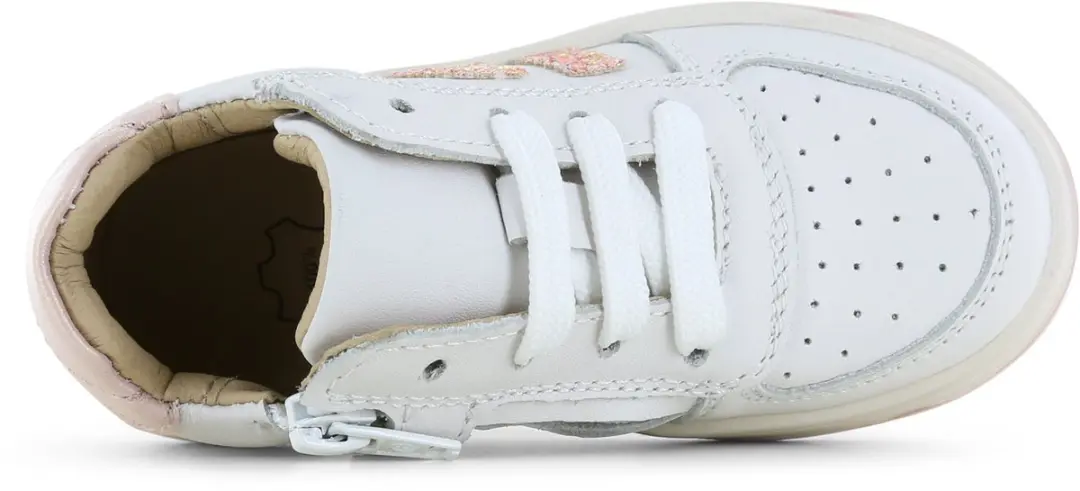 Shoesme Wit-Roze Sneaker - Sneakers Kinderen - Meisjes - White Pink Glitter - Microfiber leer - Maat 28 - afbeelding 4 van 6