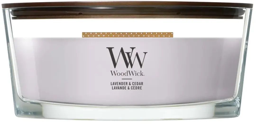 Woodwick Heartwick Flame Ellipse Geurkaars Lavendel & Ceder