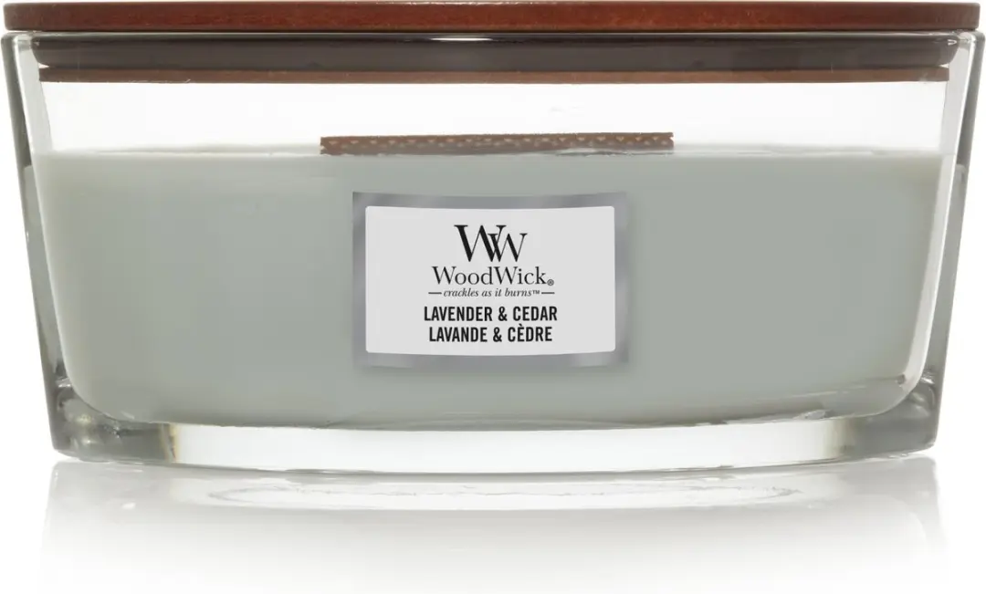 Woodwick Heartwick Flame Ellipse Geurkaars Lavendel & Ceder - 50 Uur - afbeelding 3 van 4