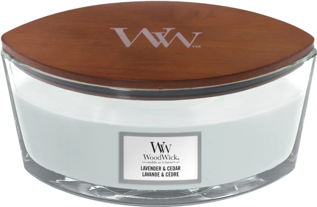 Woodwick Heartwick Flame Ellipse Geurkaars Lavendel & Ceder - 50 Uur - afbeelding 4 van 4