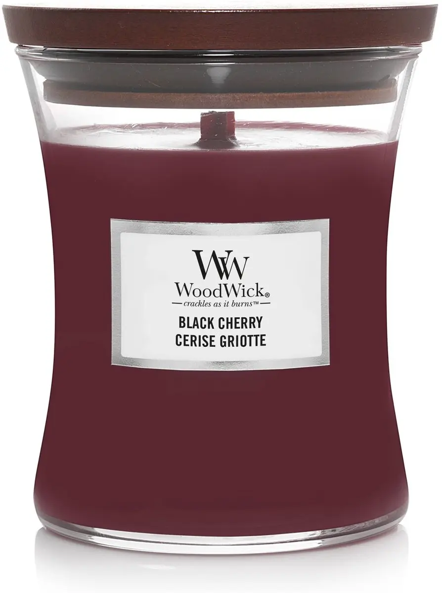 Woodwick Hourglass Geurkaars - Black Cherry - 60 Branduren