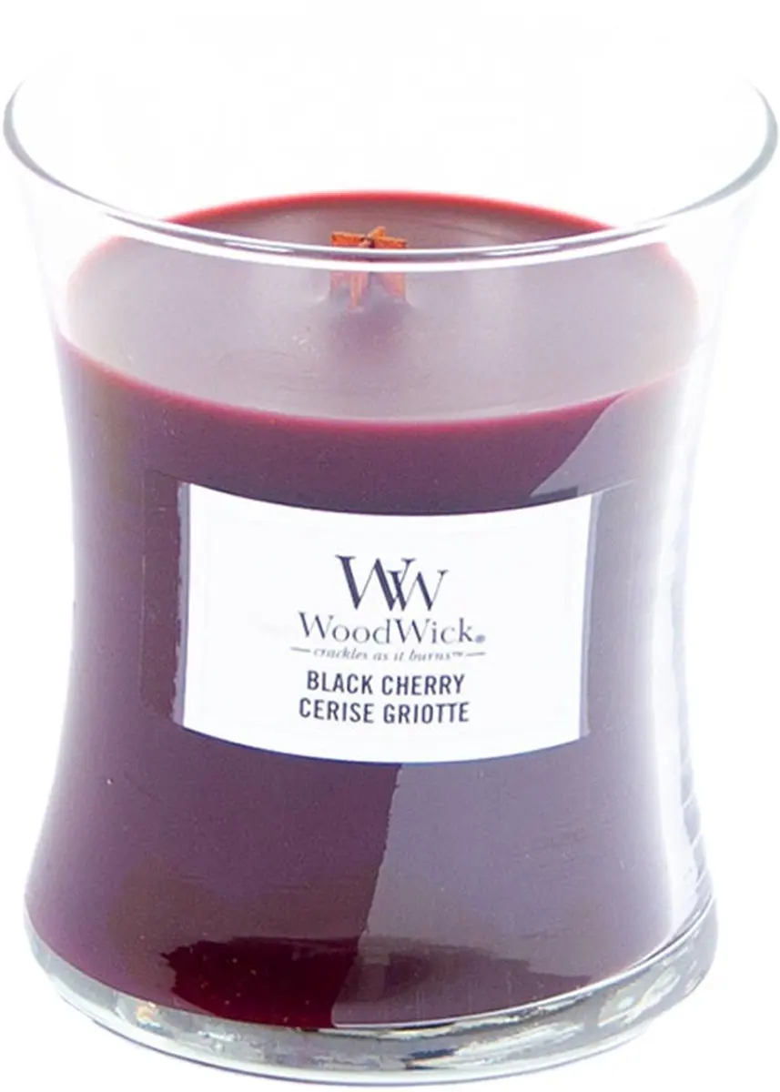 Woodwick Hourglass Geurkaars - Black Cherry - 60 Branduren