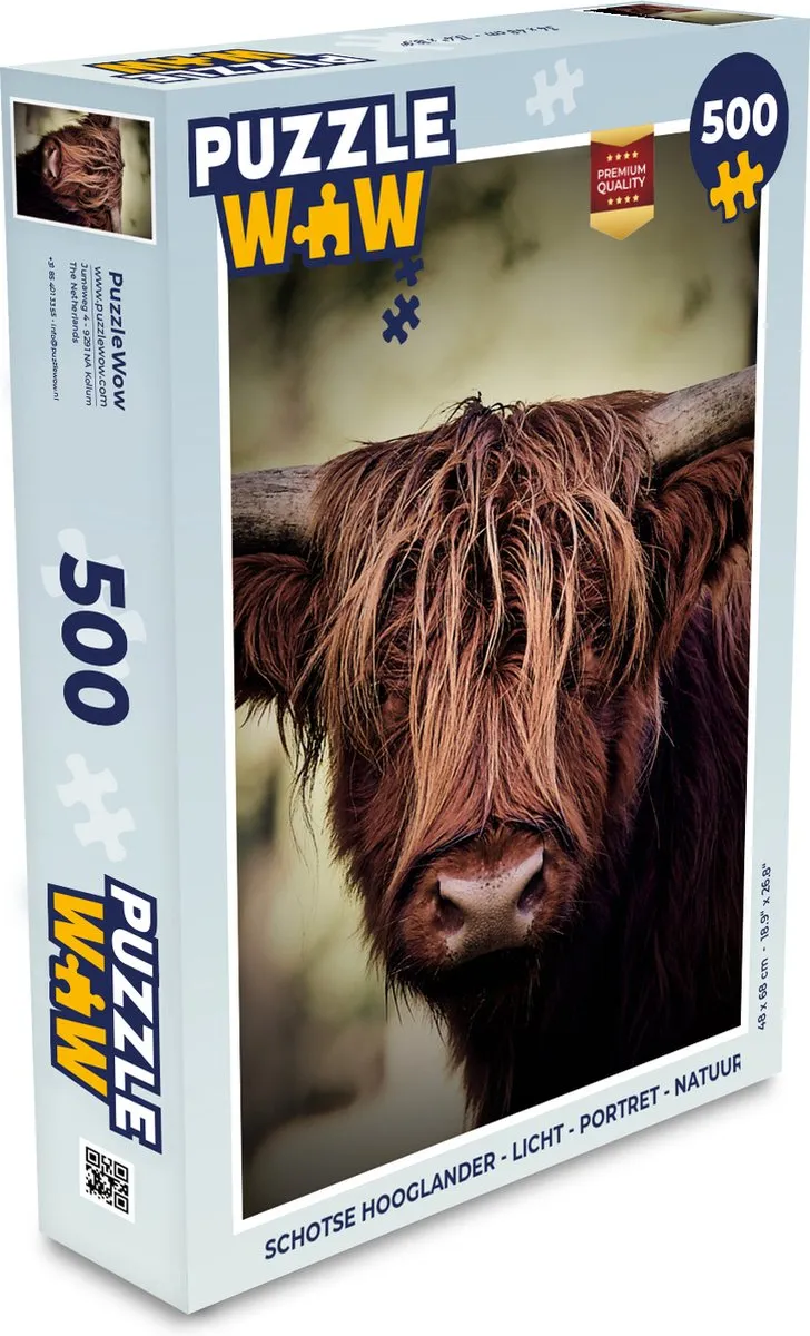 PuzzleWow Schotse Hooglander Legpuzzel 500 Stuks - Multicolor