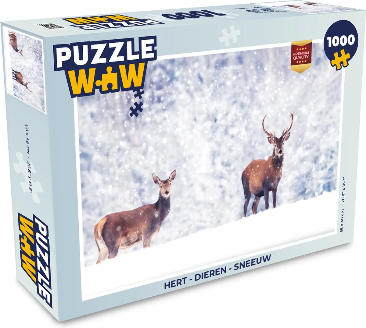 PuzzleWow Hert Dieren Sneeuw Legpuzzel 1000 Stuks - Multicolor