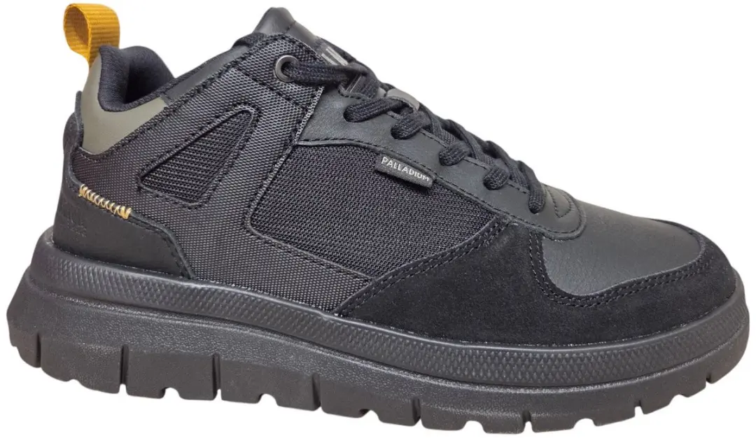 Palladium Pallaflex Low Mix Black Black Sneakers Zwart Leer Combi Heren
