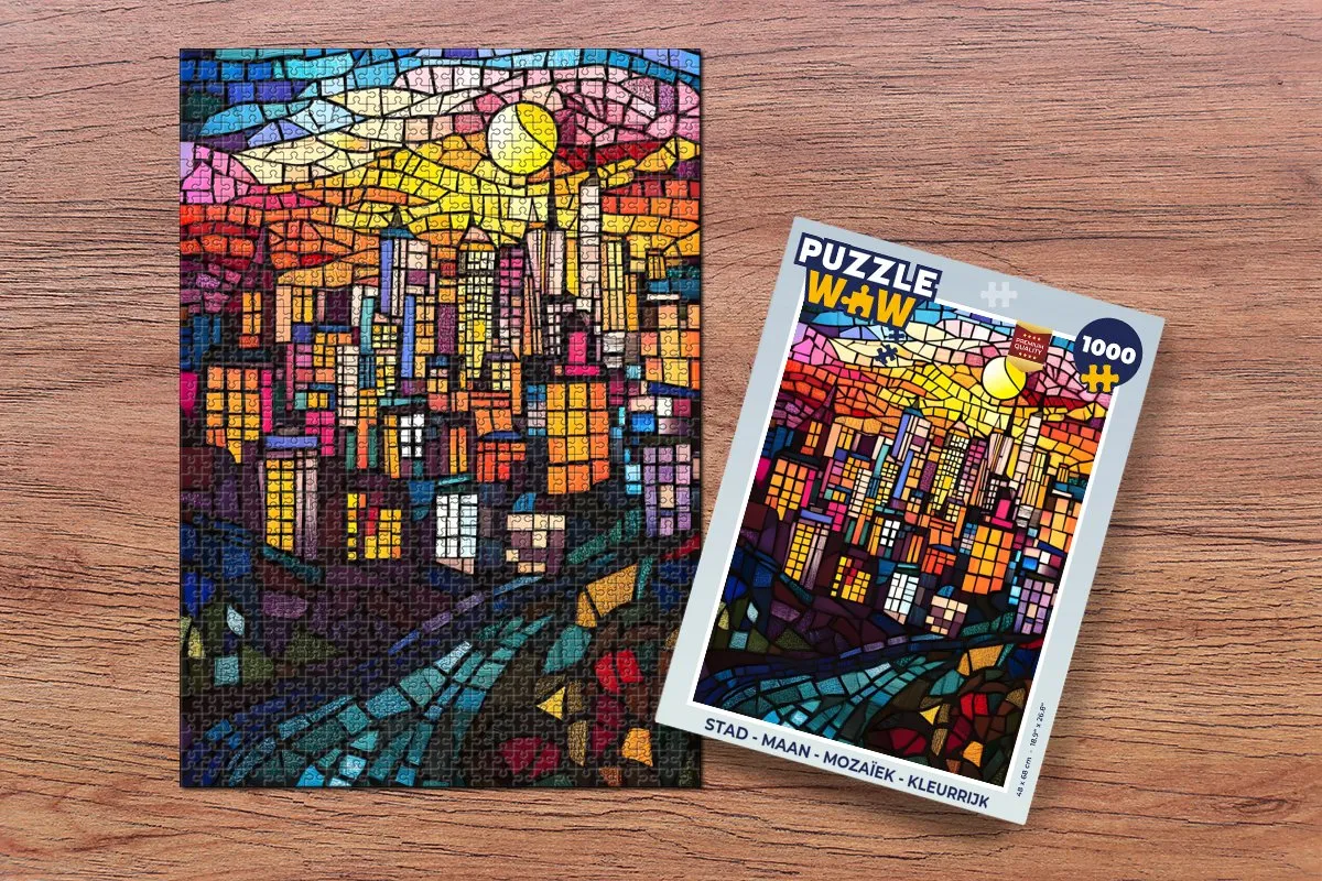 PuzzleWow Stad Maan Mozaïek Legpuzzel 1000 Stuks - 8721374598284