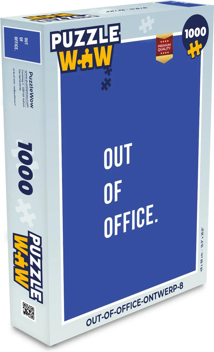 PuzzleWow Quotes Out of Office Legpuzzel 1000 Stuks - Multicolor