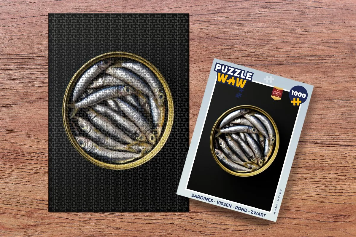 PuzzleWow Sardines Legpuzzel 1000 Stuks - Zwart