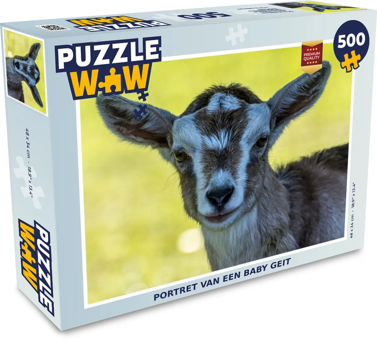PuzzleWow Geit & Lam Portret Legpuzzel 500 Stuks - Multicolor