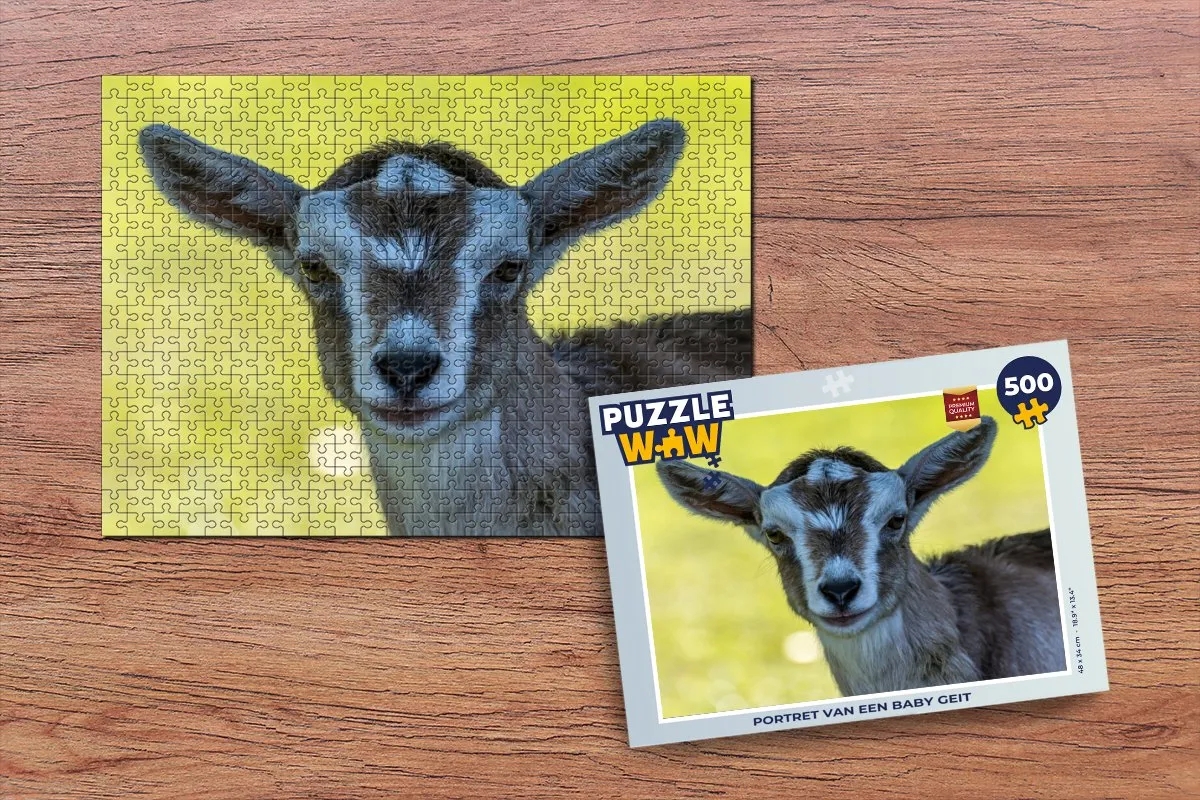 PuzzleWow Geit & Lam Portret Legpuzzel 500 Stuks - Multicolor
