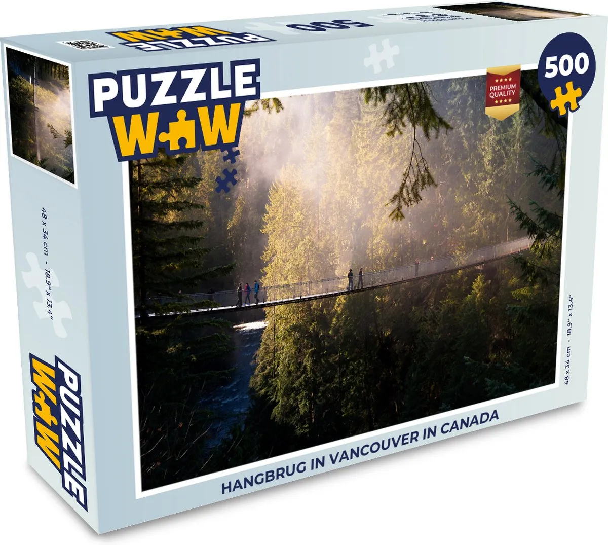 PuzzleWow Vancouver Hangbrug Legpuzzel 500 Stuks - Multicolor