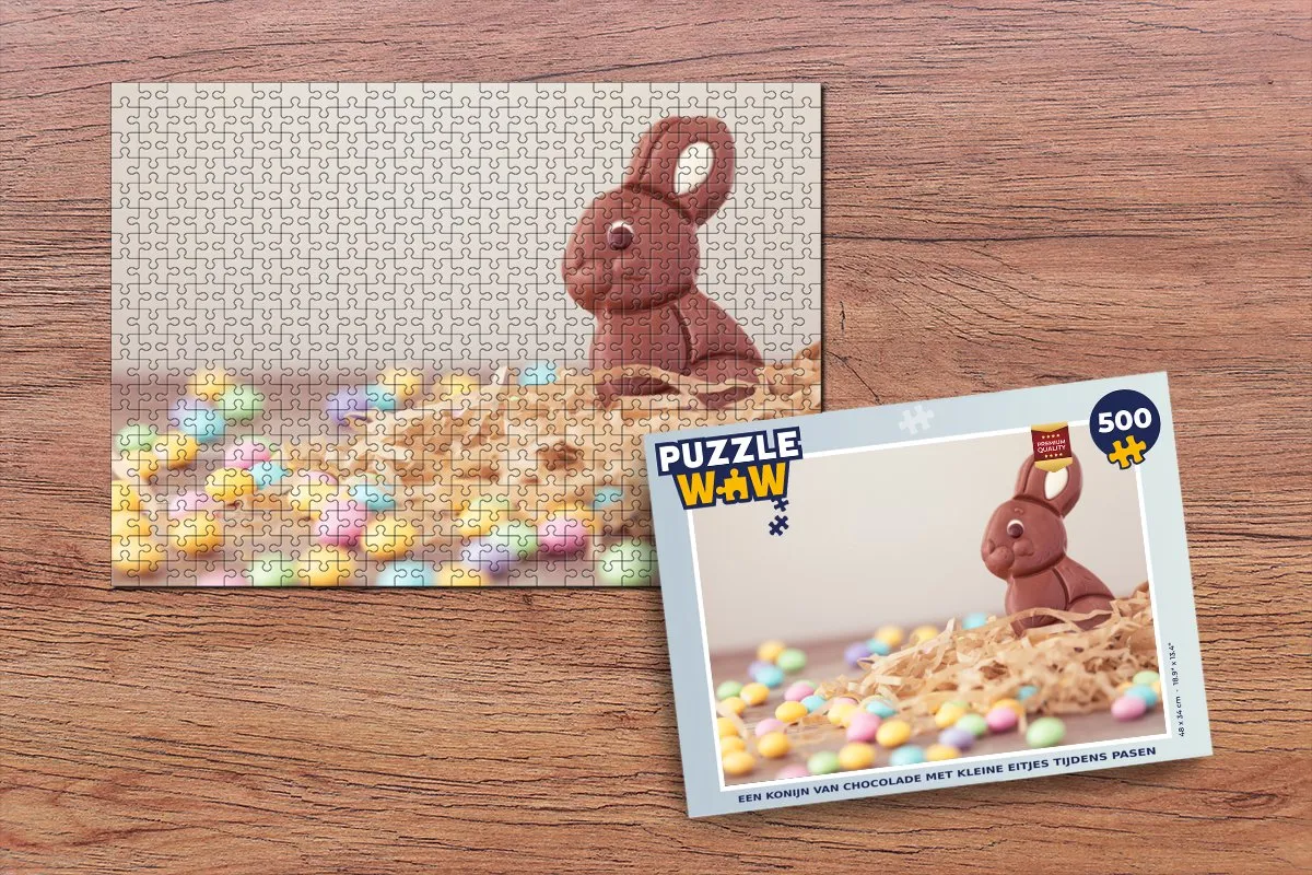 PuzzleWow Pasen Konijn Chocolade Legpuzzel 500 Stuks - Multicolor