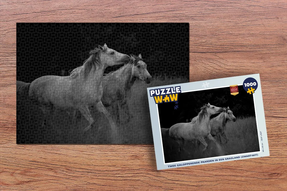 PuzzleWow Legpuzzel Twee galopperende paarden 1000 Stuks - Multicolor