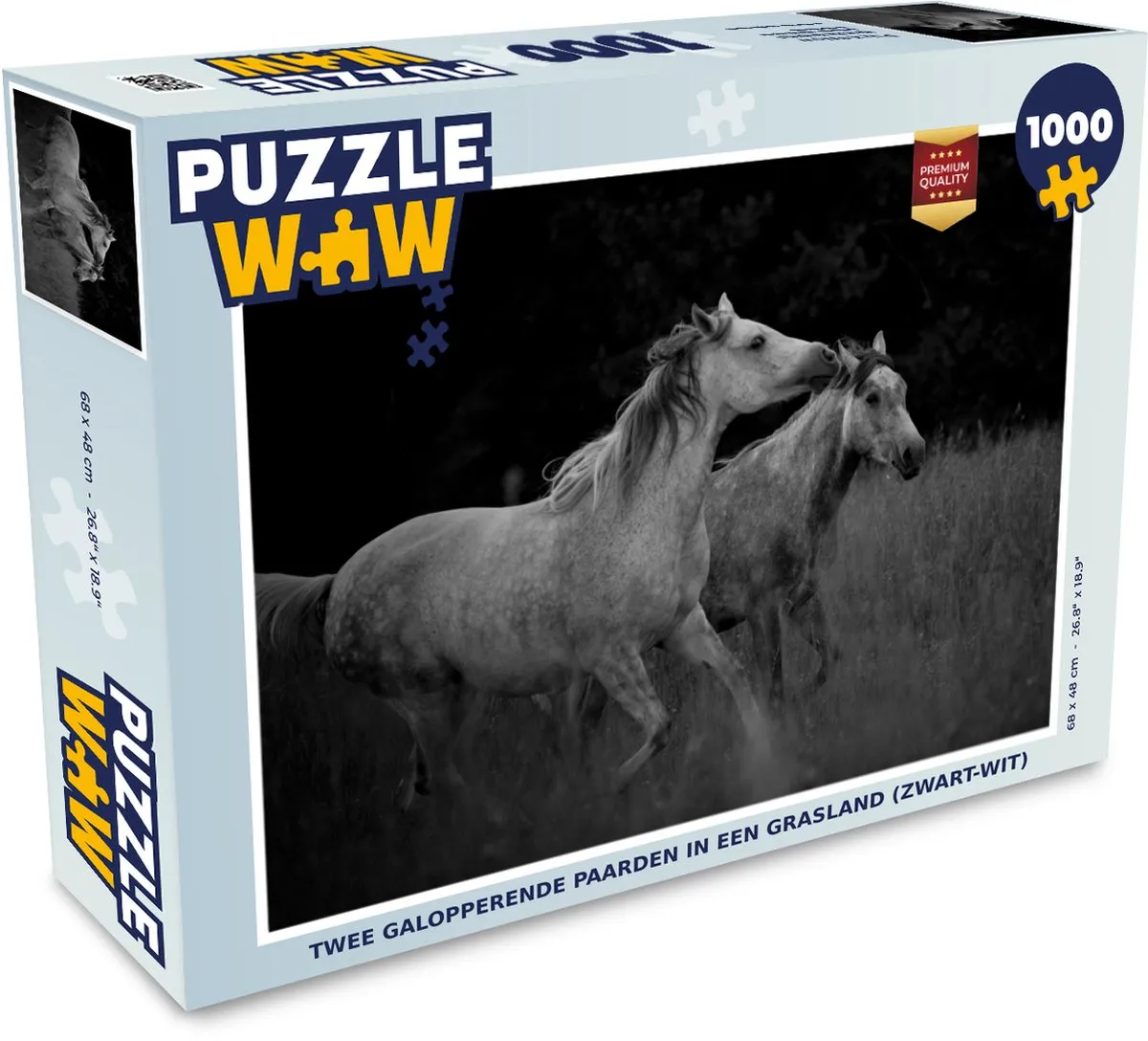 PuzzleWow Legpuzzel Twee galopperende paarden 1000 Stuks - Multicolor