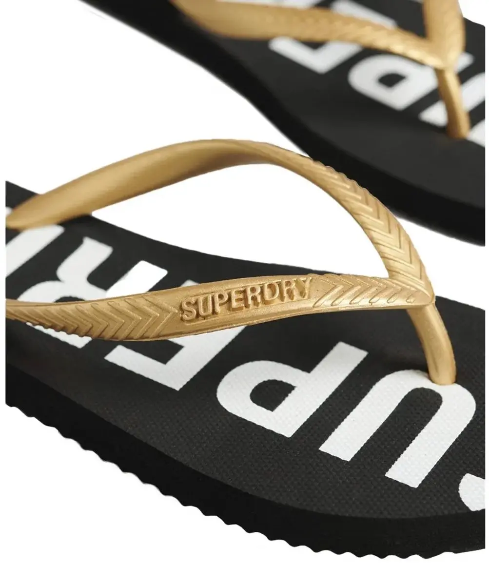 Superdry Dames Teenslippers Code Essential WF310155A - 36/37 - Black/Metallic Gold - afbeelding 4 van 6
