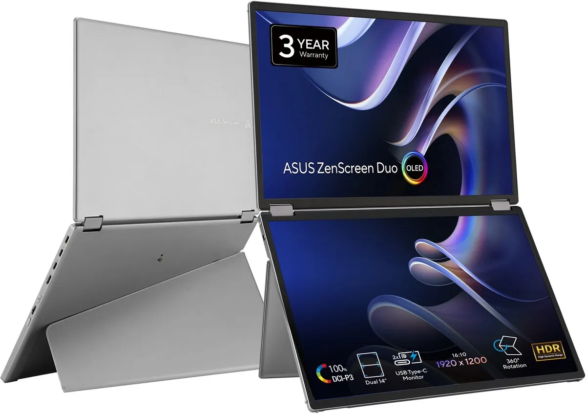 ASUS ZenScreen Duo OLED MQ149CD Portable Monitor - 14 Inch Dual