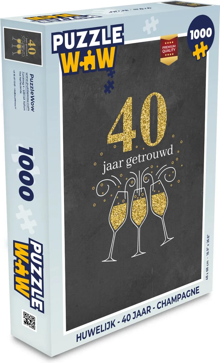 PuzzleWow 1000 Stuks Legpuzzel - 40 Jaar Getrouwd - Multicolor