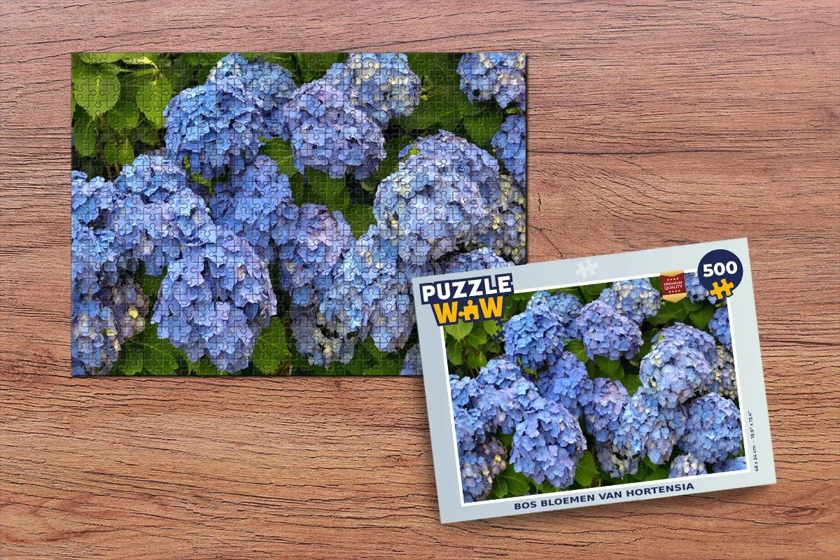 PuzzleWow Bos Bloemen Hortensia Legpuzzel 500 Stuks - Multicolor