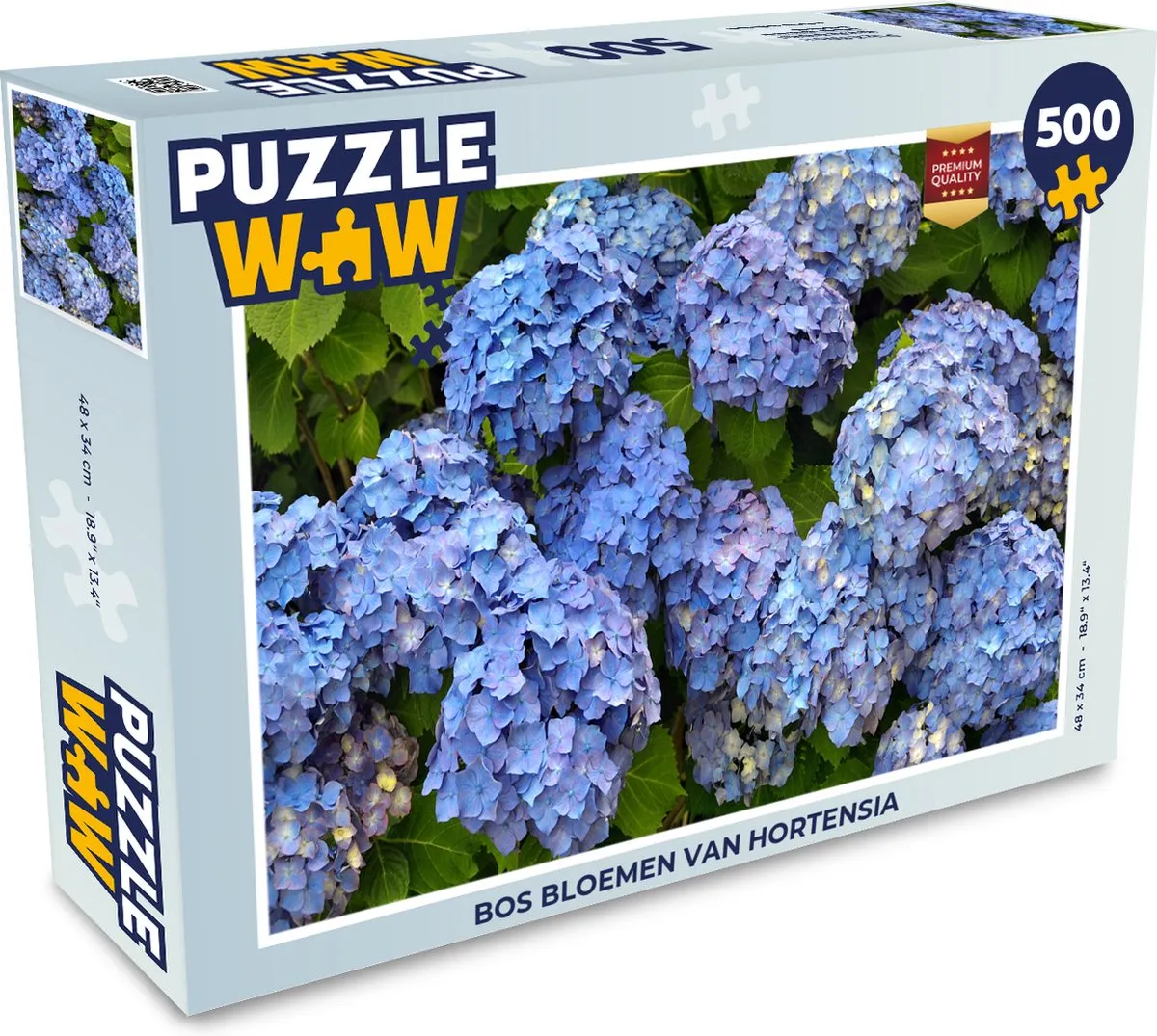 PuzzleWow Bos Bloemen Hortensia Legpuzzel 500 Stuks - Multicolor