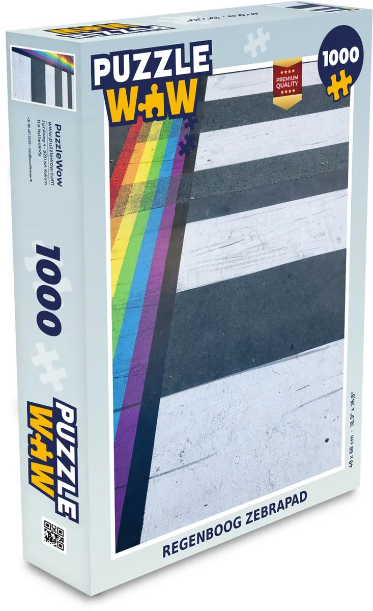PuzzleWow Regenboog Zebrapad Legpuzzel 1000 Stuks - Multicolor