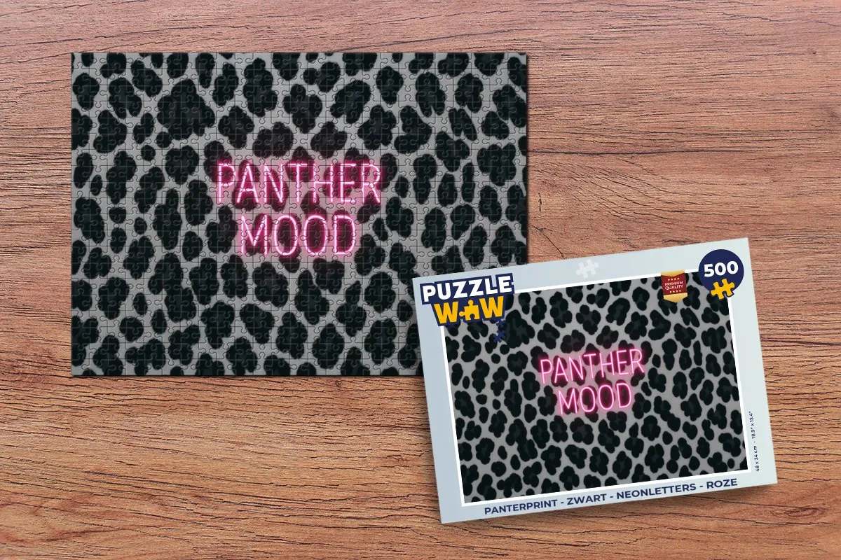 PuzzleWow Panterprint Legpuzzel 500 Stuks - Neon Roze