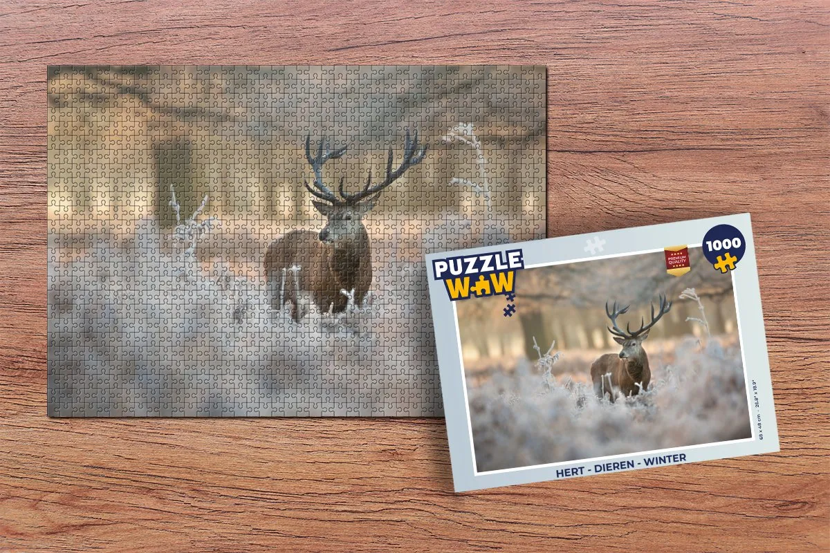 PuzzleWow Hert Dieren Winter Legpuzzel 1000 Stuks - Multicolor