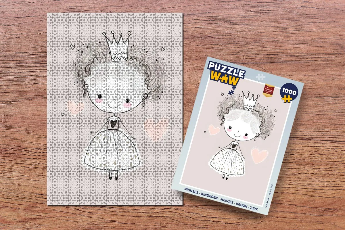 PuzzleWow Prinses Kroon Jurk Legpuzzel 1000 Stuks - Multicolor