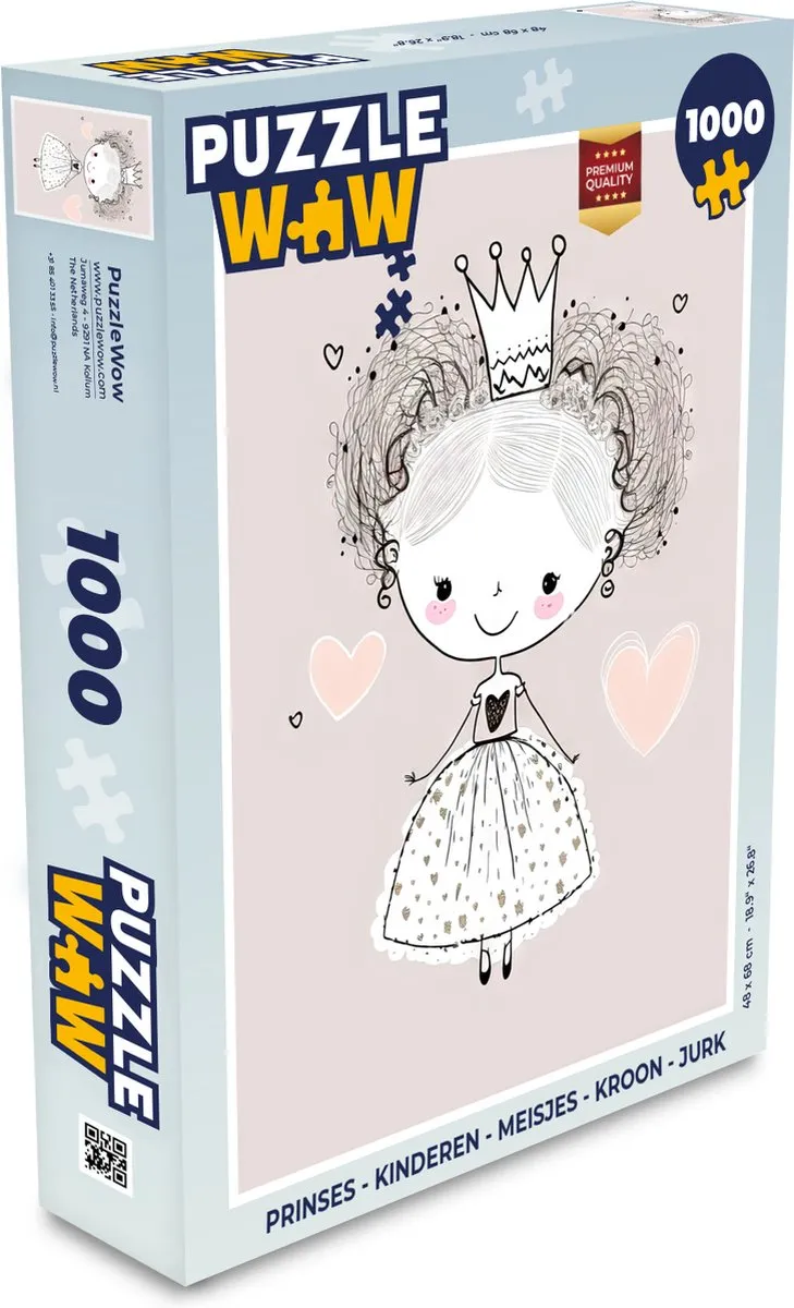PuzzleWow Prinses Kroon Jurk Legpuzzel 1000 Stuks - Multicolor