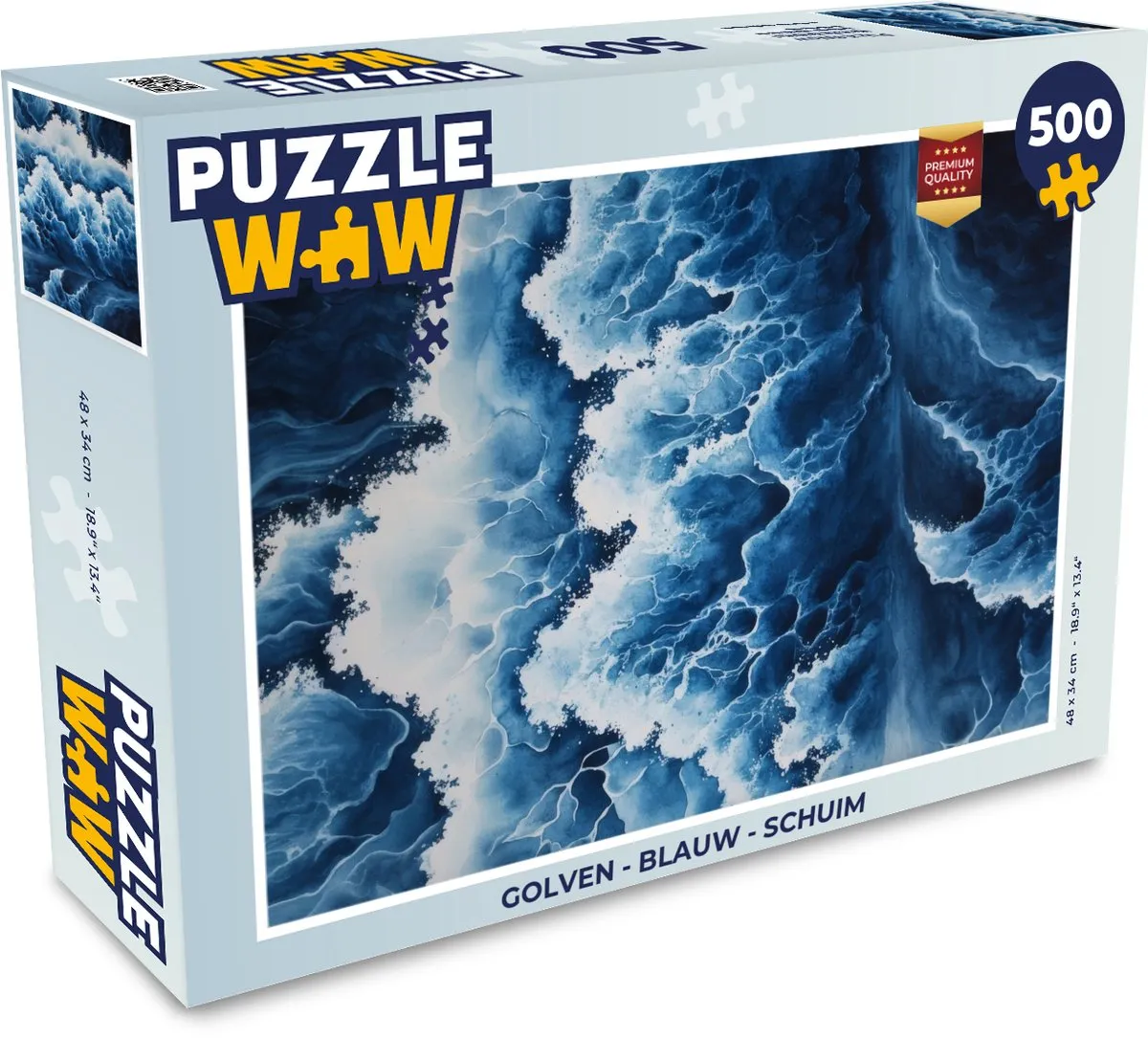 PuzzleWow Golven Legpuzzel 500 Stuks - Blauw