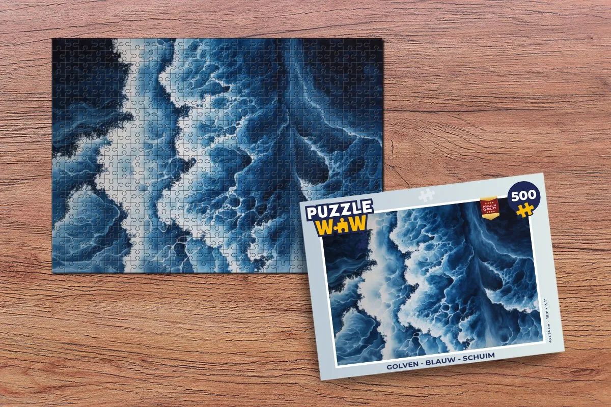 PuzzleWow Golven Legpuzzel 500 Stuks - Blauw