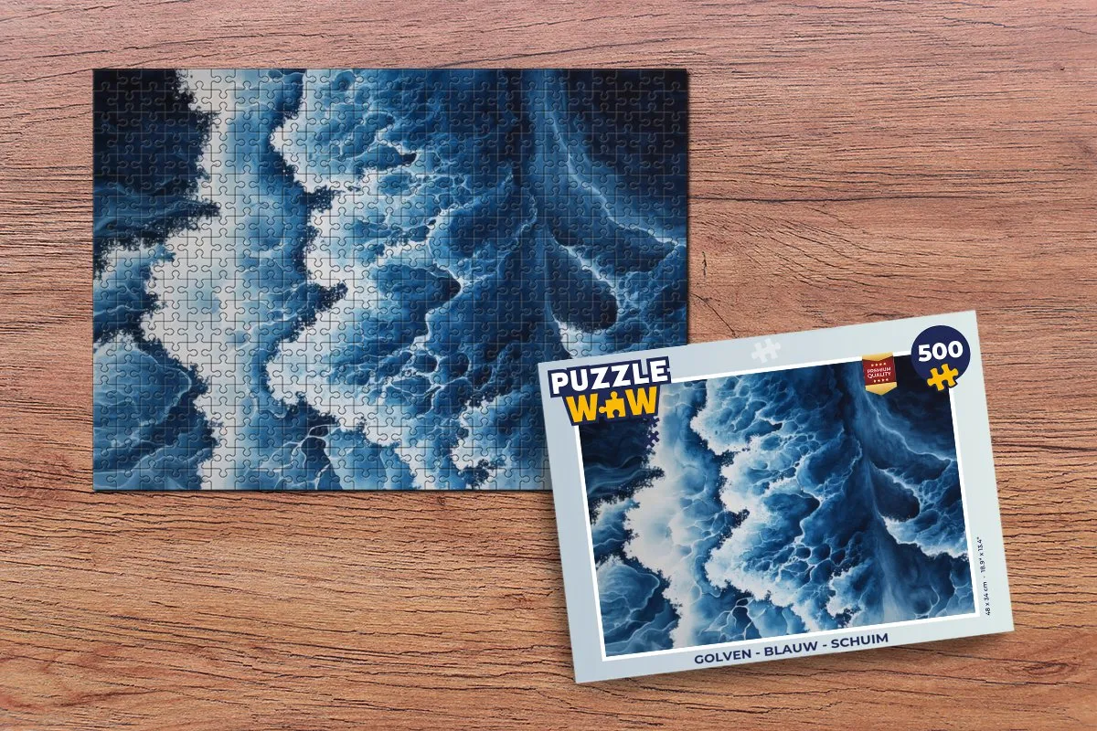 PuzzleWow Golven Legpuzzel 500 Stuks - Blauw