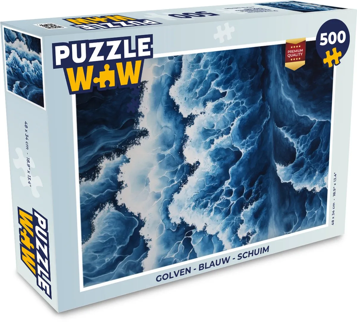 PuzzleWow Golven Legpuzzel 500 Stuks - Blauw