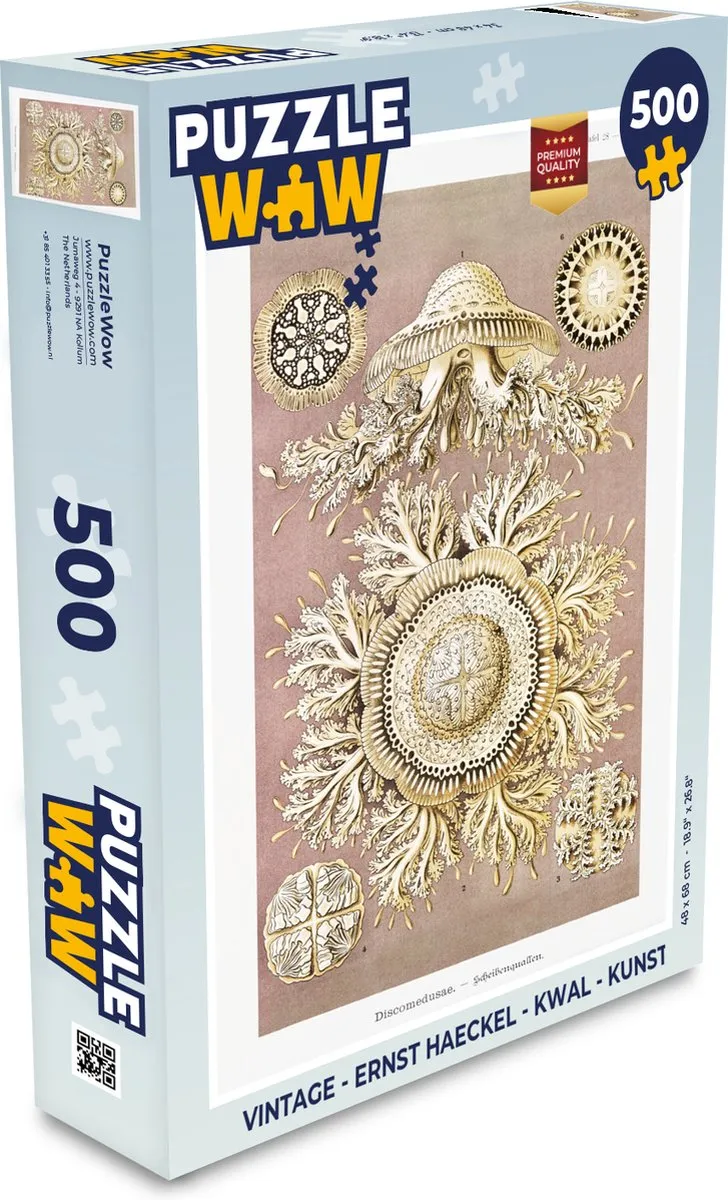 PuzzleWow Vintage Ernst Haeckel Legpuzzel 500 Stuks - Multicolor