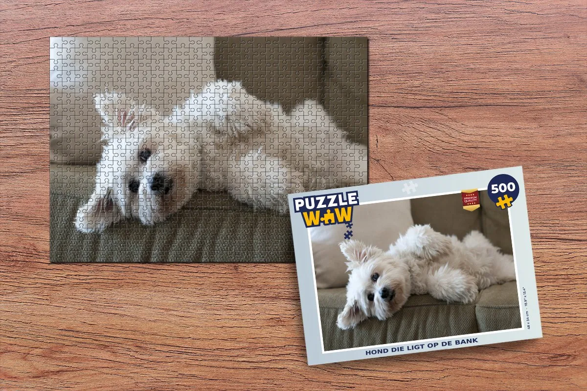 PuzzleWow Legpuzzel Hond op de bank 500 Stuks - Multicolor