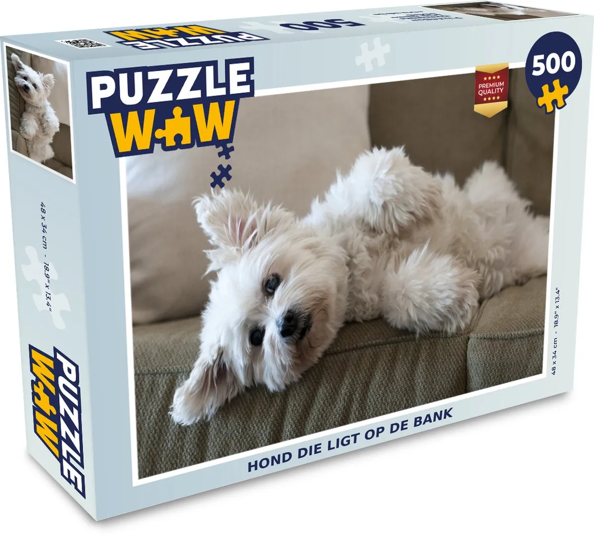PuzzleWow Legpuzzel Hond op de bank 500 Stuks