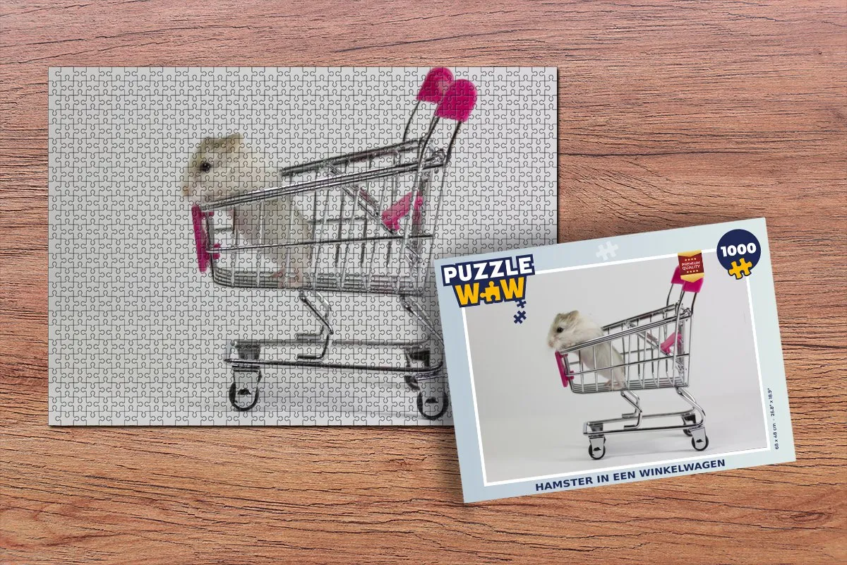 PuzzleWow Hamster in een Winkelwagen Legpuzzel 1000 Stuks - Multicolor