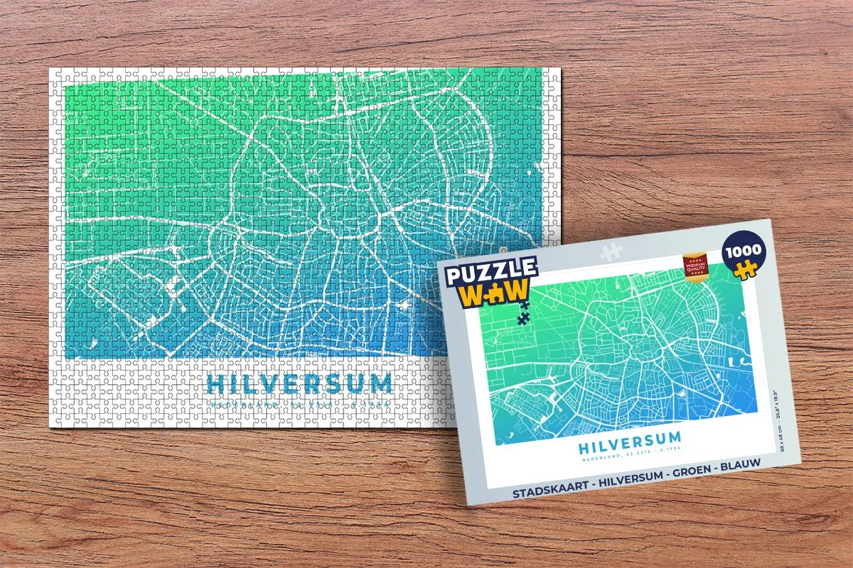 PuzzleWow Stadskaart Hilversum Legpuzzel 1000 Stuks - Multicolor