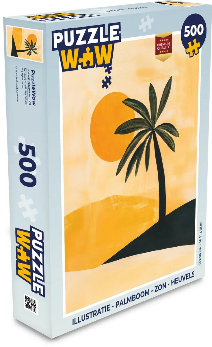 PuzzleWow Legpuzzel Palmboom - Zon 500 Stuks