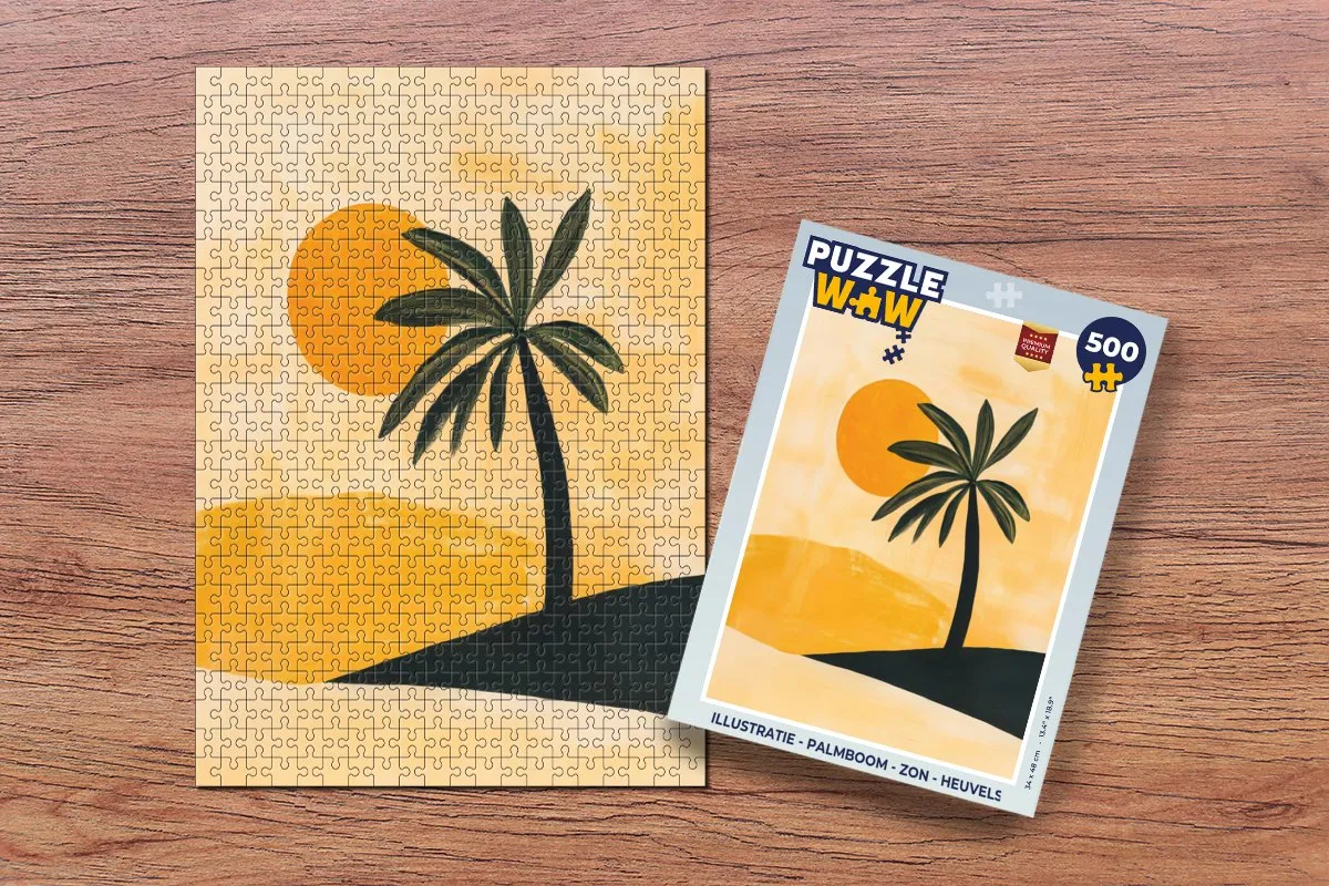 PuzzleWow Legpuzzel Palmboom - Zon 500 Stuks