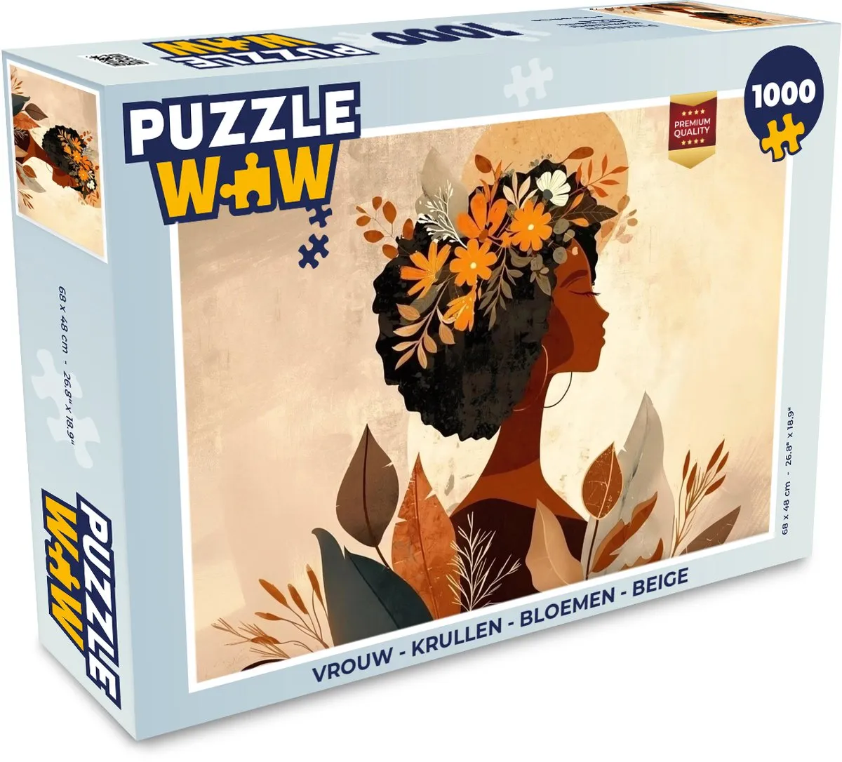 PuzzleWow Legpuzzel 1000 Stuks - Bloemen Beige