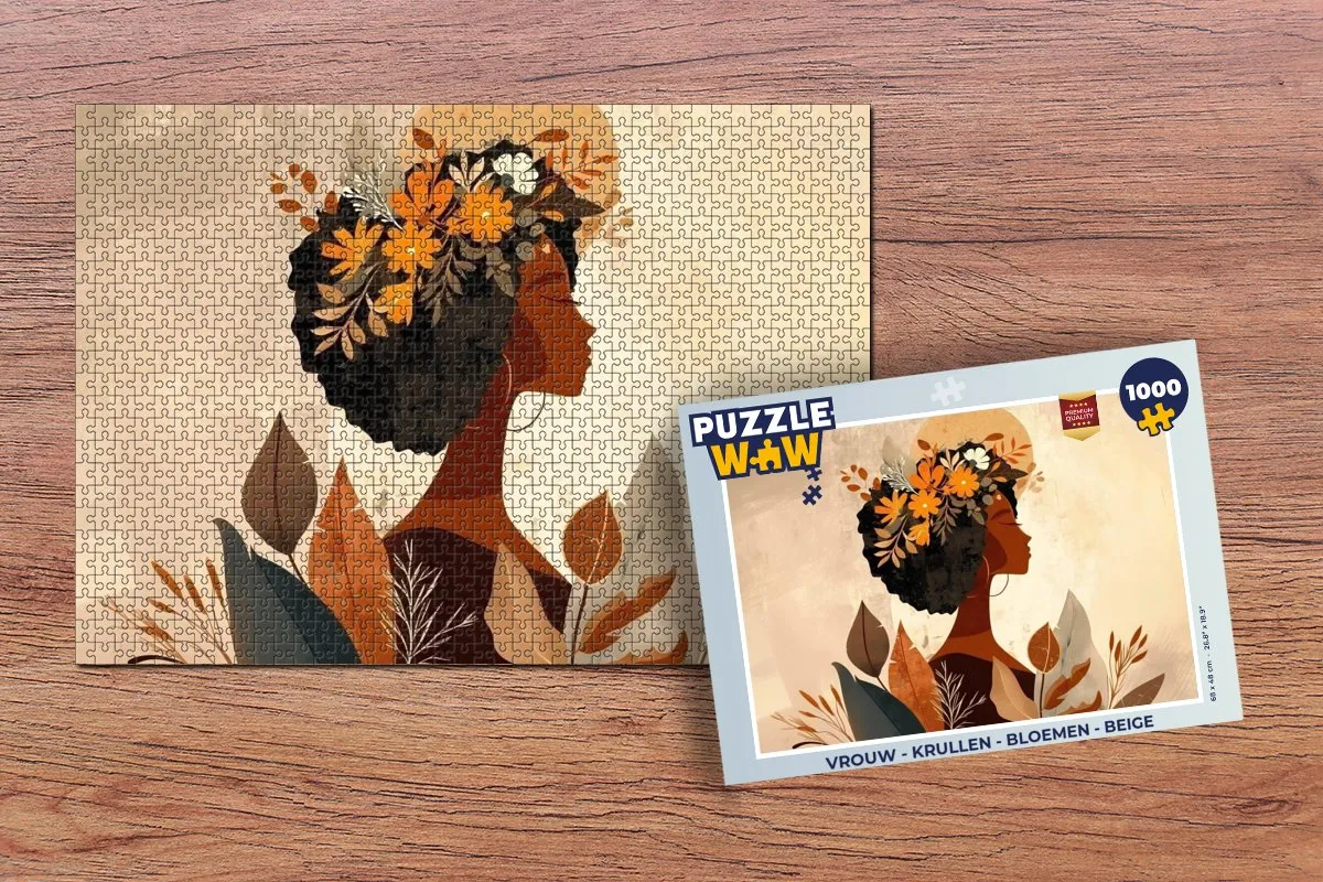 PuzzleWow Legpuzzel 1000 Stuks - Bloemen Beige