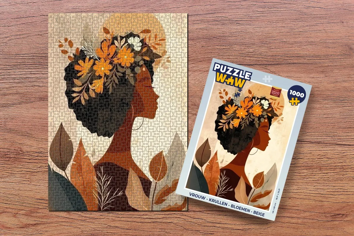 PuzzleWow Legpuzzel 1000 Stuks - Bloemen Beige