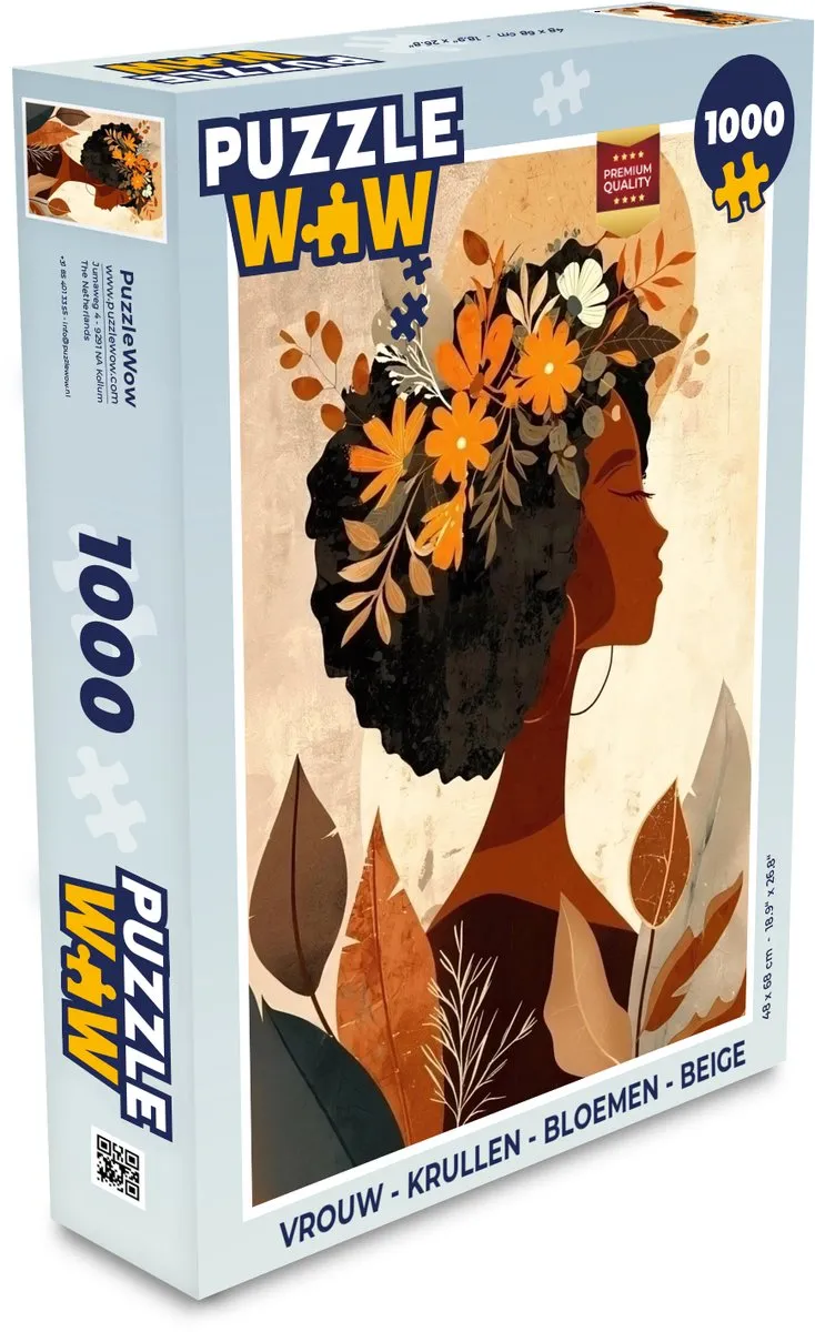 PuzzleWow Legpuzzel 1000 Stuks - Bloemen Beige