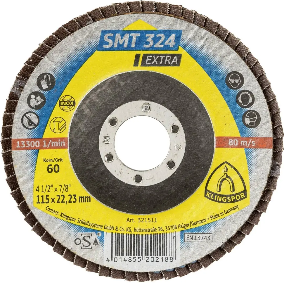 KLINGSPOR lamellenschijf SMT 324 Extra Ø 115 mm korrel 60 12° con...