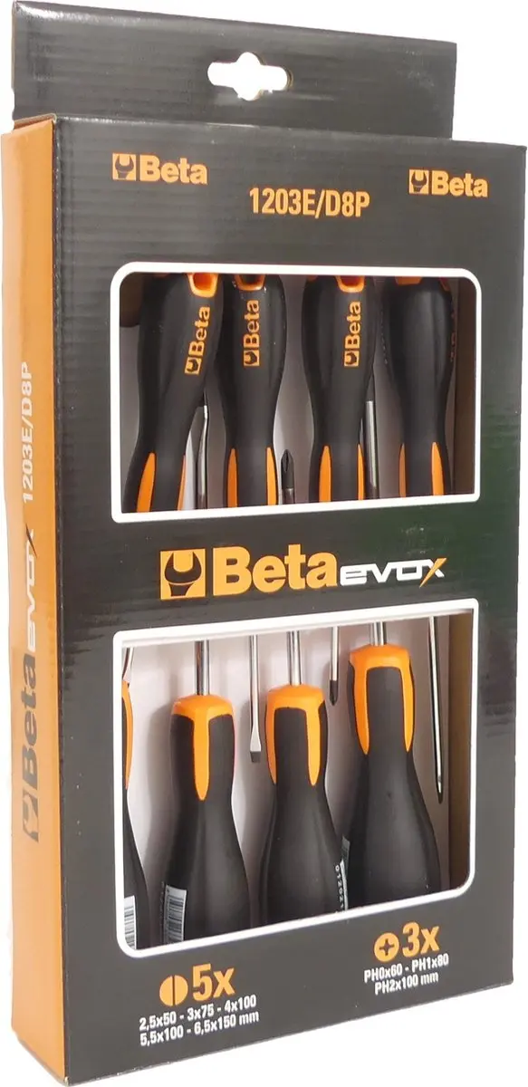Beta Tools Evox 1203E/D8P Schroevendraaierset - 8-delig - Oranje