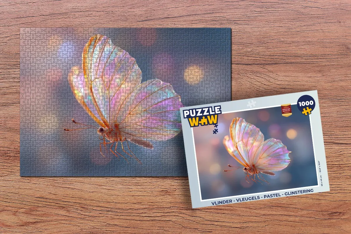 PuzzleWow Vlinder - Legpuzzel 1000 Stuks - Pastel Glinsterend