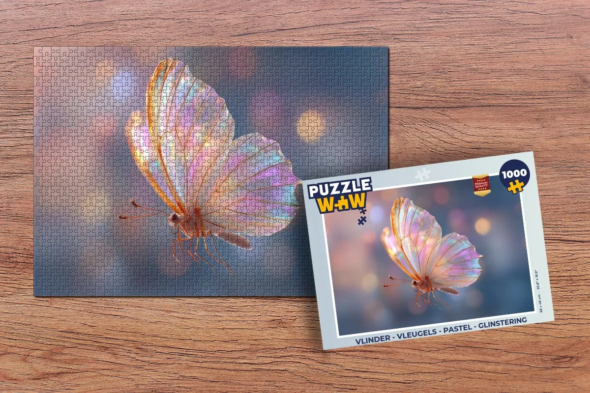 PuzzleWow Vlinder - Legpuzzel 1000 Stuks - Pastel Glinsterend