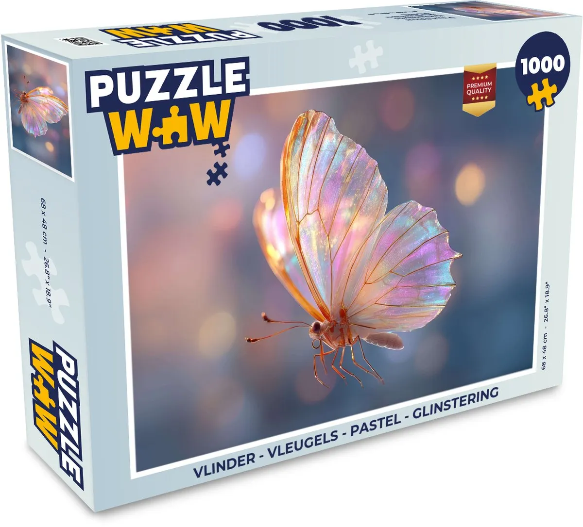 PuzzleWow Vlinder - Legpuzzel 1000 Stuks - Pastel Glinsterend